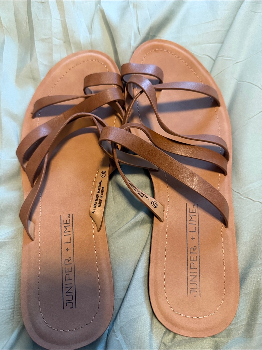 Juniper + Lime Women's Brown Multi-Strap Flat Sandals